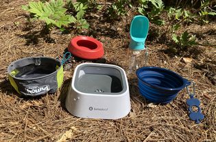 A variety of travel dog bowls