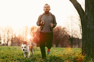 Jogging with a dog