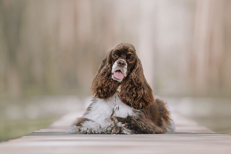 棕白相间的美国可卡犬